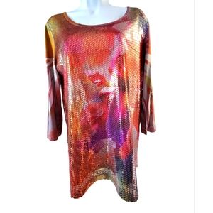INVESTMENTS SEQUINED SHIMMER BLOUSE NWT